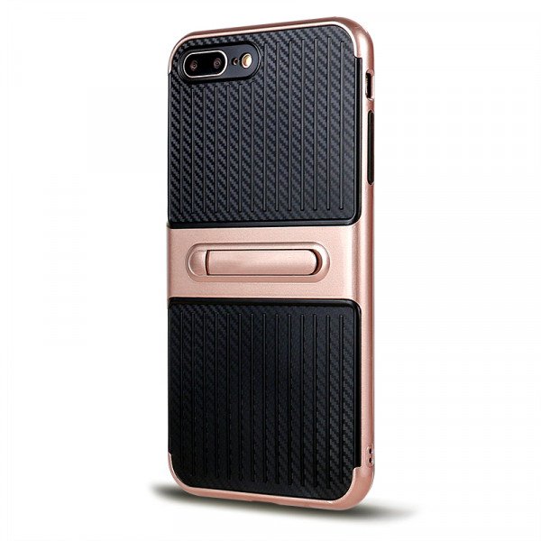 Wholesale iPhone 7 Slim Fit Kickstand Hybrid Case (Rose Gold)